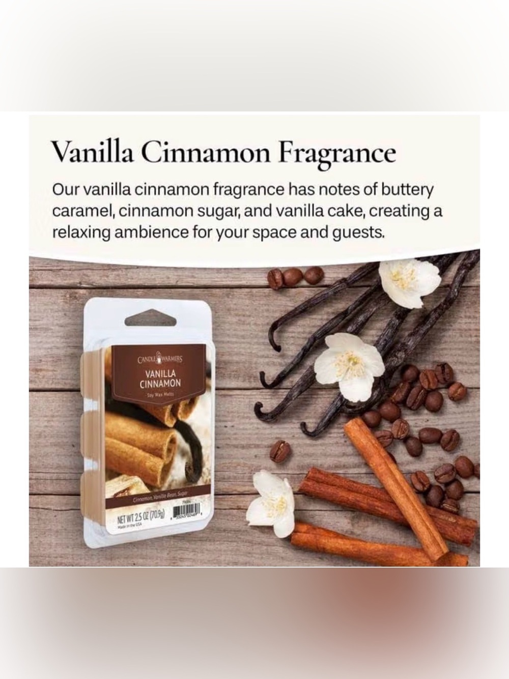 *new* Candle Warmers Vanilla Cinnamon Wax Melts (1pack)